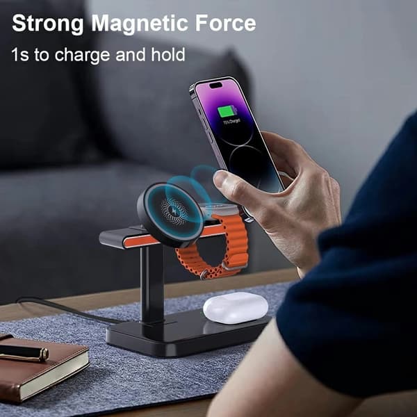 3i1 overvågningskamera Kamera Magnetisk trådløs oplader WiFi 1080P 15W