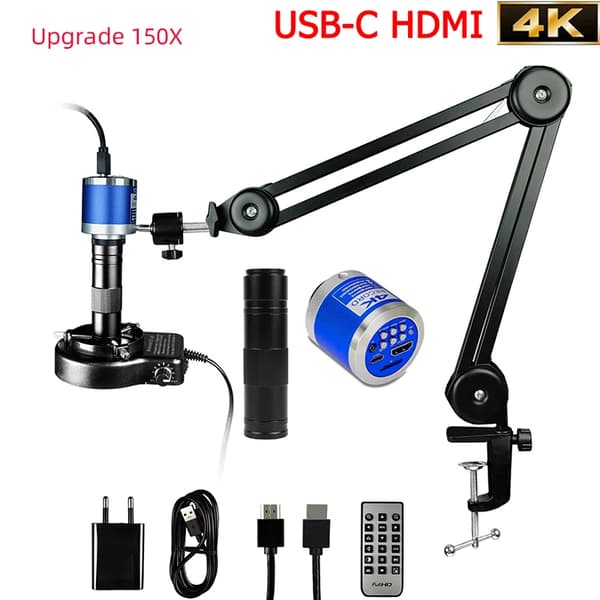 HD 4K Mikroskop Kamera, 48MP Billeddannelse, 1-150X Forstørrelse,150X Fulde SætA-a