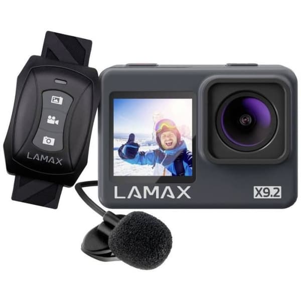 Lamax X9.2 4K actionkamera, bildstabilisering, dubbel skärm, stänksäker, pekskärm,