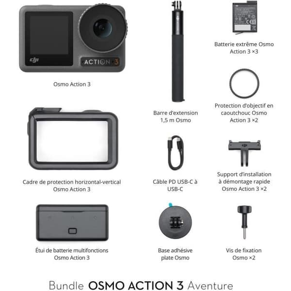 4K Action Camera - DJI - Osmo Action 3 Adventure Combo - Svart