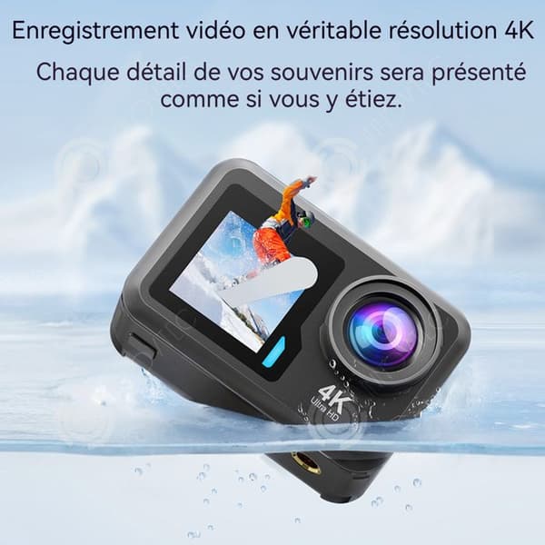 INN Actionkamera 4K60FPS 20MP Wifi med dubbla fram- och baksidor, inklusive 64G minneskort, metallkapsling, vattentät upp till 20m, 960mAh batteri.