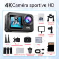 Miniatyrbild 2 av 4: INN Actionkamera 4K60FPS 20MP Wifi med dubbla fram- och baksidor, inklusive 64G minneskort, metallkapsling, vattentät upp till 20m, 960mAh batteri.