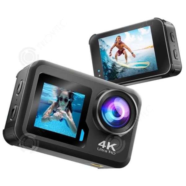 INN Actionkamera 4K60FPS 20MP Wifi med dubbla fram- och baksidor, inklusive 64G minneskort, metallkapsling, vattentät upp till 20m, 960mAh batteri.