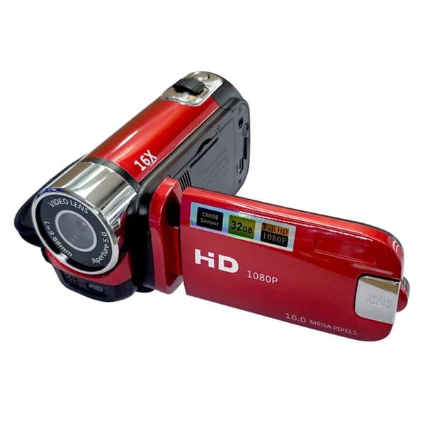 Digitalt Videokamera, 1080P HD Video, 16MP Sensor,Rød