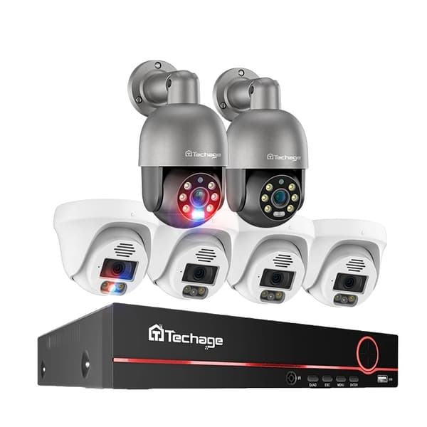 Techage Kamerasystem, 8CH NVR, Fullfärgsnattseende,Ingen, 8MP 8CH 6Kamera A
