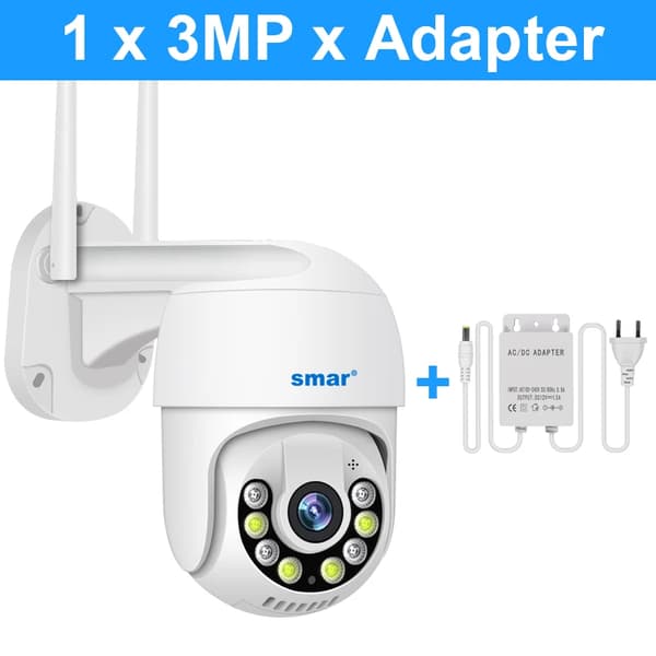 WiFi PTZ-kamera, 5MP högupplösning, tvåvägsljud, färgnattseende,3MP x Adapter
