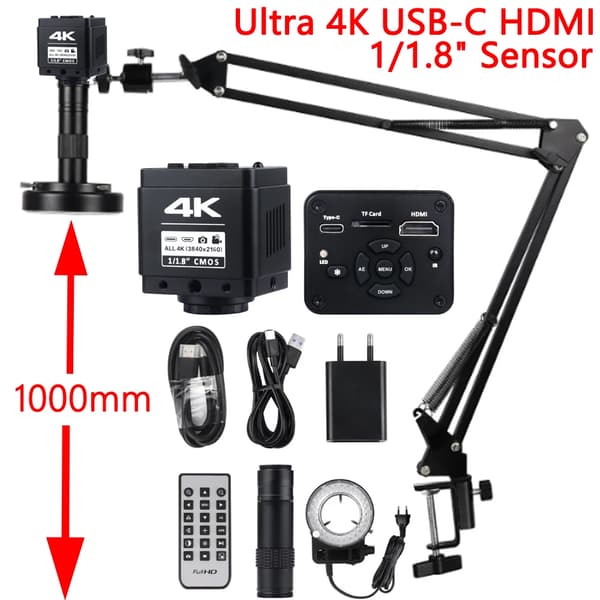 4K Digitaalinen Mikroskooppi, HDMI/USB-C Ulostulo, Jopa 150X Suurennos,Sony imx678 Set