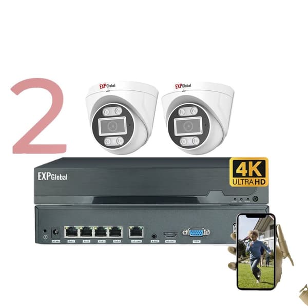 5MP POE CCTV -kamerajärjestelmä, 4 kanavan videotulo, infrapuna-yönäkö,Ei mitään, 4CH 2 Kupolikamera