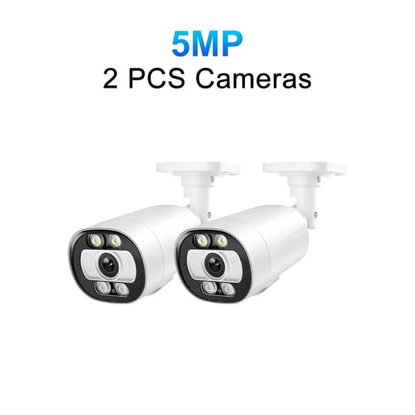 Övervakningskamera, 5MP videokvalitet, AI mänsklig detektering, IP66 vattentålig,2PCS 5MP POE KAMERA