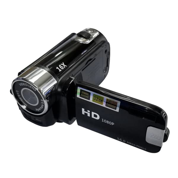 Digital videokamera, 1080P HD-video, 16MP sensor,svart