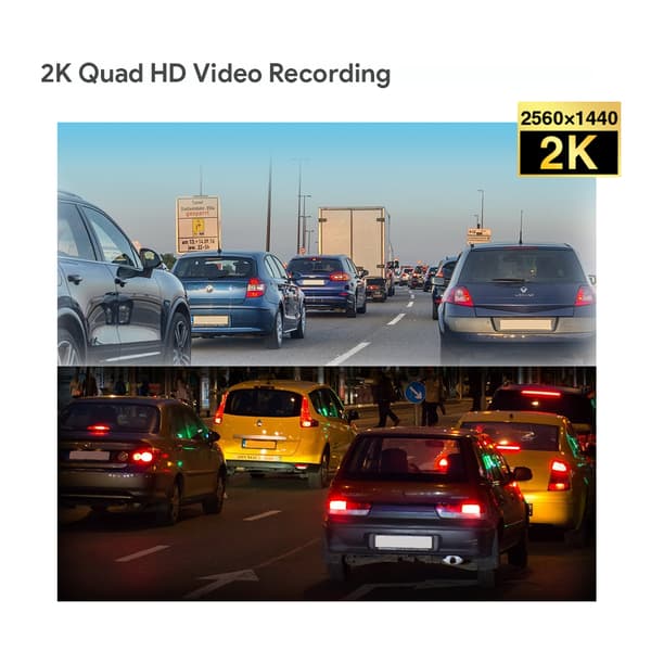 XTRONS Bilkamera, 2K HD-upplösning, WiFi-anslutning, Loopinspelning