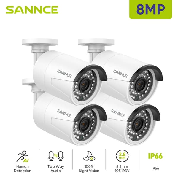 SANNCE Ultra HD Säkerhetskamera, 5MP Upplösning, 30m Nattseende,I91FQ04