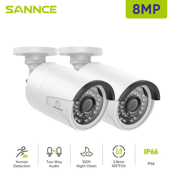 SANNCE Ultra HD Säkerhetskamera, 5MP Upplösning, 30m Nattseende,I91FQ02