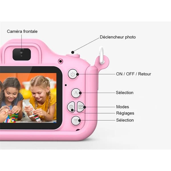 Digitalkamera för barn, dubbelobjektiv, astrofotografi, HD-kvalitet, rosa