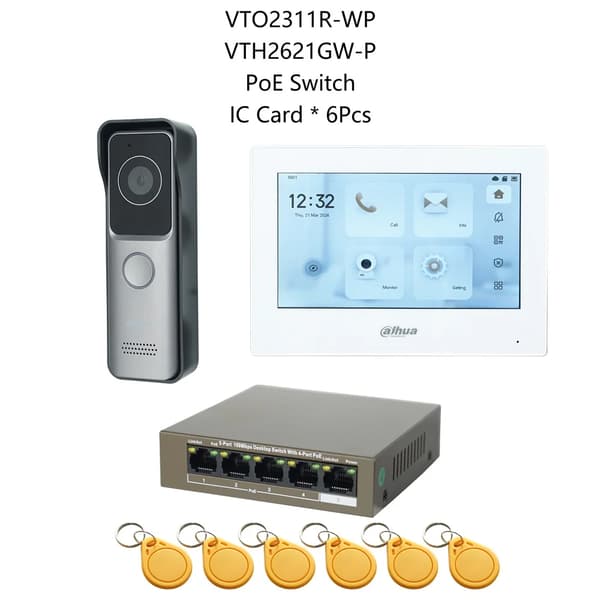 IP Video Intercom Kit, flerspråkigt stöd, RFID-kortlåsning, 1 dörrklocka 1 skärm