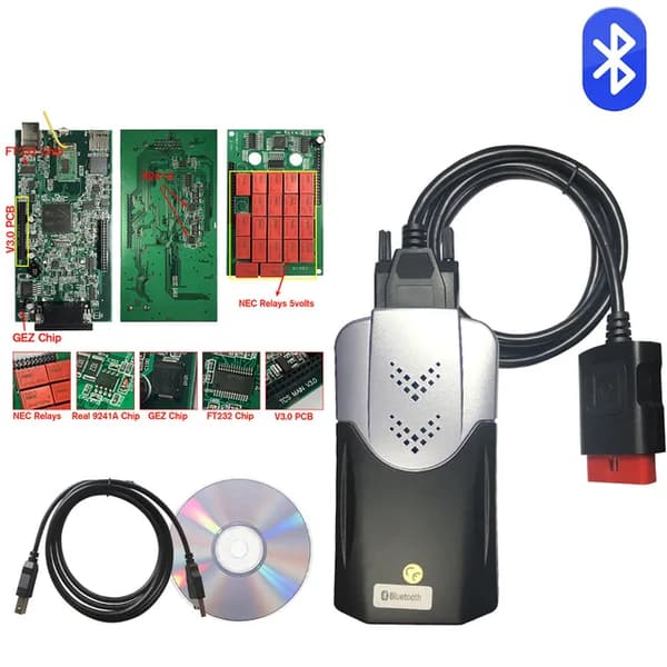 OBD2 Scanner, Bluetooth-forbindelse, Real 9241A Diagnostisk Værktøj, rød v30