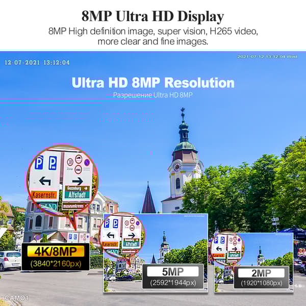 Ultra HD PoE AI Kamera, 8MP Ansigtsgenkendelse, To-vejs Lyd,DC 12V 4K AI Kamera, 3,6 mm