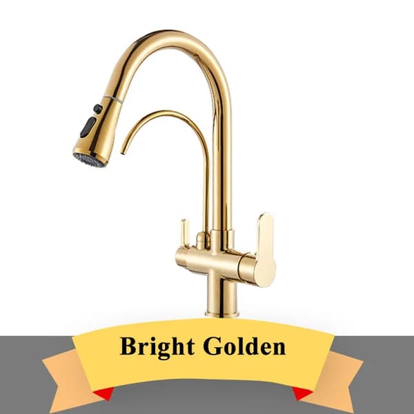 Køkkenarmatur, Dobbelt Håndtag, Drejelig Tud, Golden A
