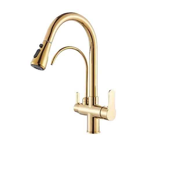 Køkkenarmatur, Dobbelt Håndtag, Drejelig Tud, Golden A