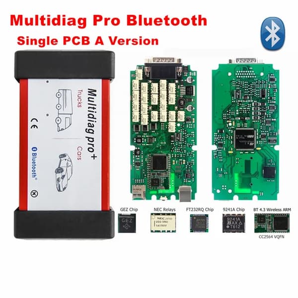 OBD2 Diagnostisk Værktøj, Bluetooth Forbindelse, NEC Relæ Teknologi, BT43 Multidiag pro