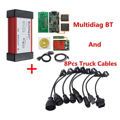 OBD2 Scanner, Nyeste 2021 Version, Understøtter Flere Bil- og Lastbilmodeller, BT Truck Kabler