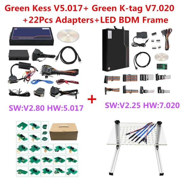 Kess Ksuite V25017, Grønt PCB Board, Ubegrænset Online Programmering, kess kT-22PCS LED