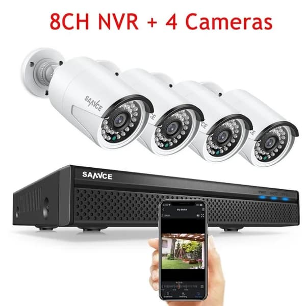 Övervakningssystem med CCTV, 5MP NVR, utomhusvattentäta kameror, , 4pcs cameras, 4T