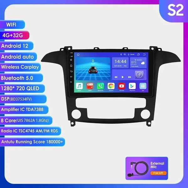 Bil Stereo Android Radio, Multimedie Videoafspiller, GPS Auto Android, S2-8CORE