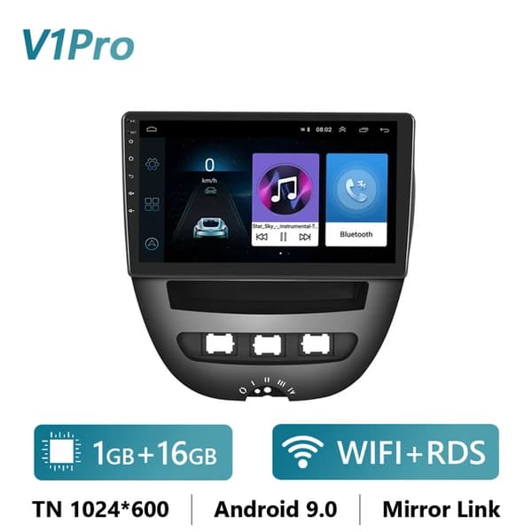 Android bil stereo, GPS navigation, Carplay integration, 1 16G Kun Radio