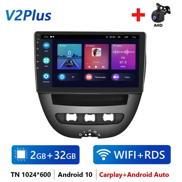 Android bil stereo, GPS navigation, Carplay integration, 2 32G Carplay Cam
