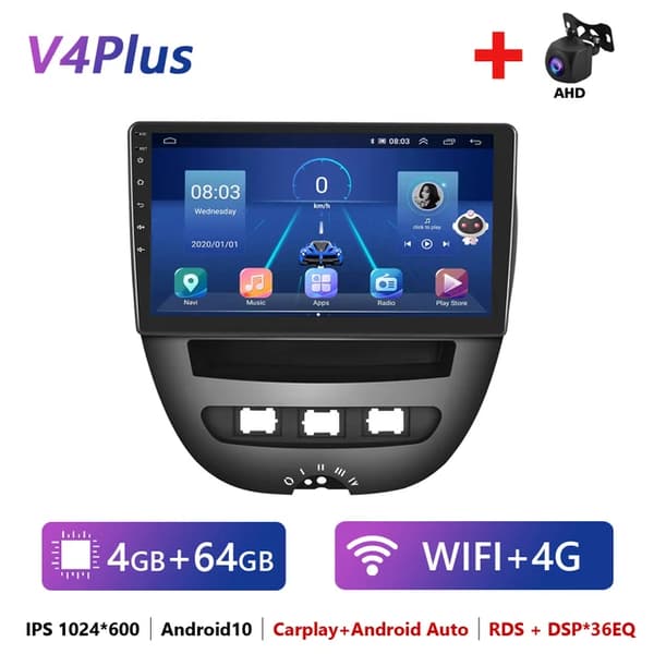 Android bil stereo, GPS navigation, Carplay integration, 4 64G Carplay Cam