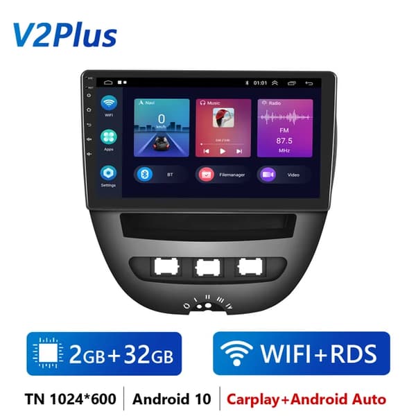 Android bil stereo, GPS navigation, Carplay integration, 2 32G med Carplay