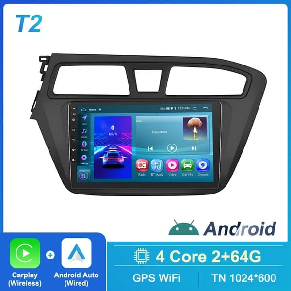 Carplay Android Autoradio, Carplay-yhteensopivuus, GPS-navigointi, T2 2 64G