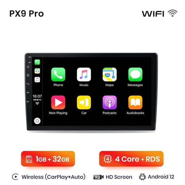 Bilradio, Android 12, CarPlay, WIFI 1GB-32GB A-2