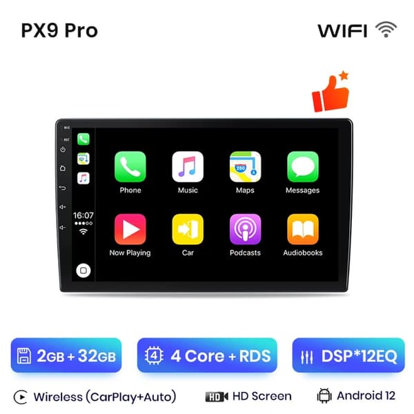 Bilradio, Android 12, CarPlay, Pologne, WIFI 2GB-32GB A-2