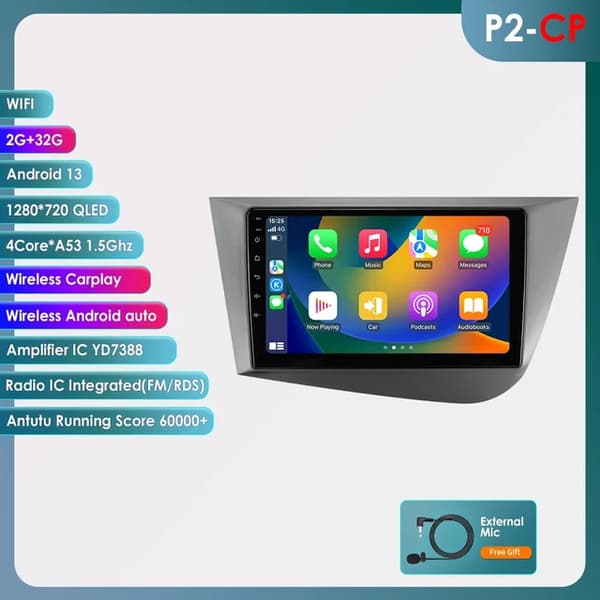 Bil Multimedia Afspiller, Pro AI Stemme, Navigation GPS, P2CP (9 tommer 2G 32G)