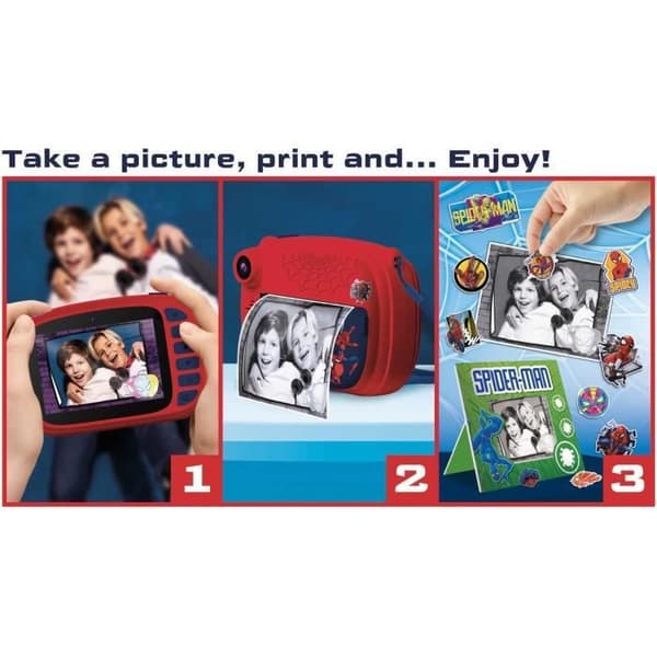Sofotografisk Kamera - HI TECH - PRINT CAM - SPIDERMAN - Dubbelkamera, Roliga effekter, Sofotografi