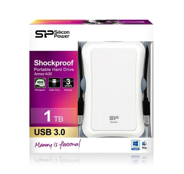 Silicon Power extern hårddisk 1TB Armor A30, vit