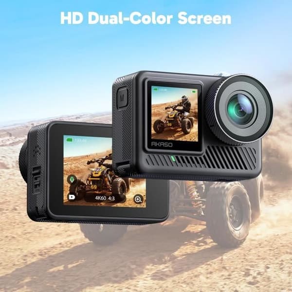 Sportkamera 4K60FPS 20MP WiFi Vattentät med SuperSmooth Stabilisering, Pekskärm, 150° Vidvinkel, 2 Batterier
