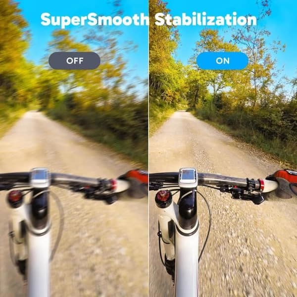 Sportkamera 4K60FPS 20MP WiFi Vattentät med SuperSmooth Stabilisering, Pekskärm, 150° Vidvinkel, 2 Batterier