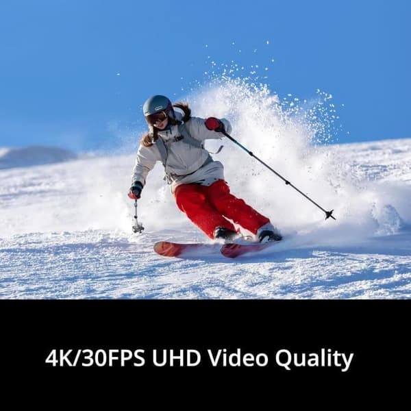 Dragon Touch Sportkamera 4K 30FPS 20MP Actionkamera Vattentålig WiFi Vidvinkel 170° med Ultra HD 2 Tum Skärm, Fjärrkontroll