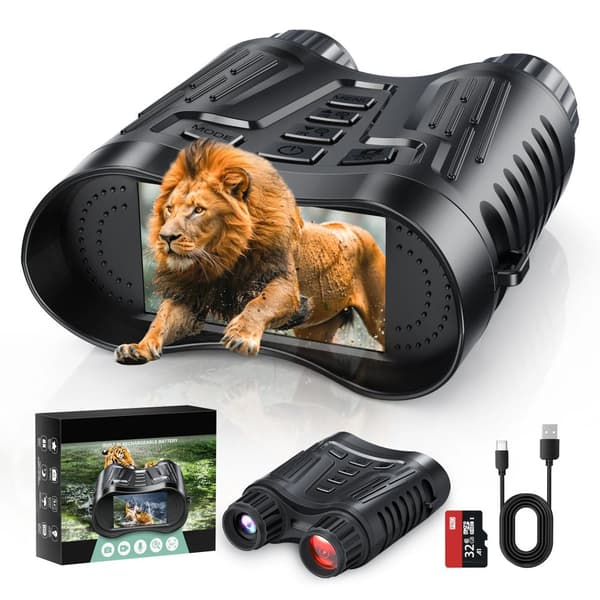 Genopladelige natkikkert, 8X digital zoom, 36MP billeder, 4K video,32GB Sort