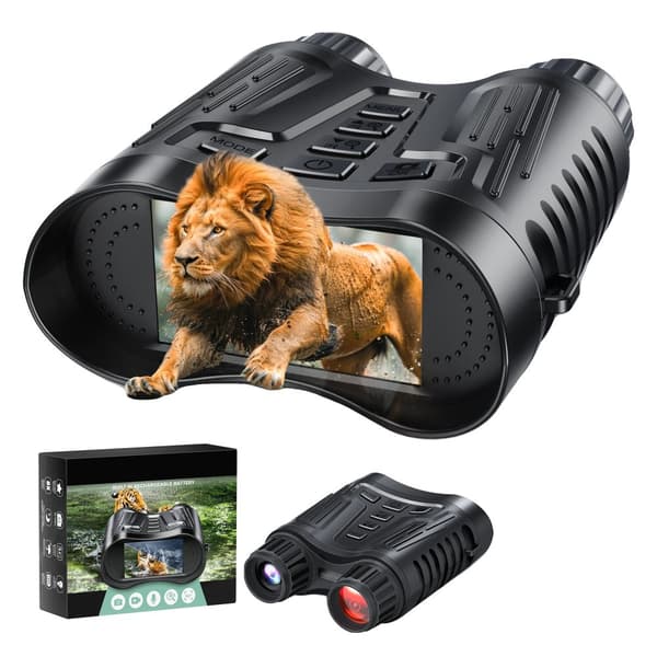 Genopladelige natkikkert, 8X digital zoom, 36MP billeder, 4K video,32GB Sort