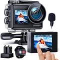 Miniatyrbild 1 av 4: iZEEKER Kamera Sport 4K 24MP, Vattentät 40M, 4K Videokamera med EIS, Dubbelskärm Undervattenskamera, WiFi, Vloggkamera, 2X1350mAh