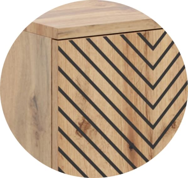 Focus loft RTV-skåp 135 cm - fiskbensdekor - ekhantverk