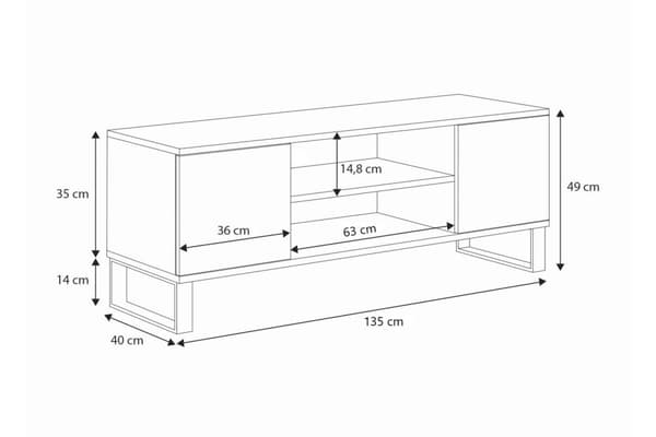 Focus RTV skab 135 cm - hems eg håndværk/sort