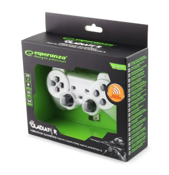 Esperanza EGG108W Gaming Controller Sort, Hvid RF Gamepad Analog / Digital PC, Playstation 3