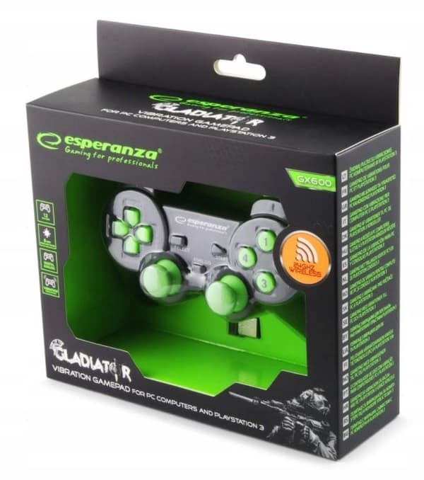 Esperanza EGG108G Gaming Controller Gamepad PC, Playstation 3 Analog / Digital USB 2.0 Sort, Grøn