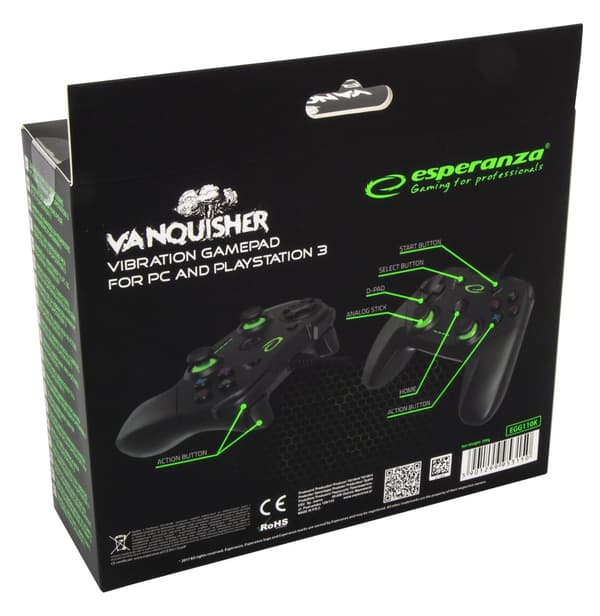 Esperanza EGG110K Gaming Controller Gamepad PC, Playstation 3 Analog / Digital USB 2.0 Svart
