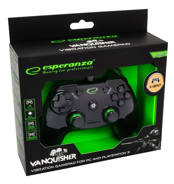 Esperanza EGG110K Gaming Controller Gamepad PC, Playstation 3 Analog / Digital USB 2.0 Svart